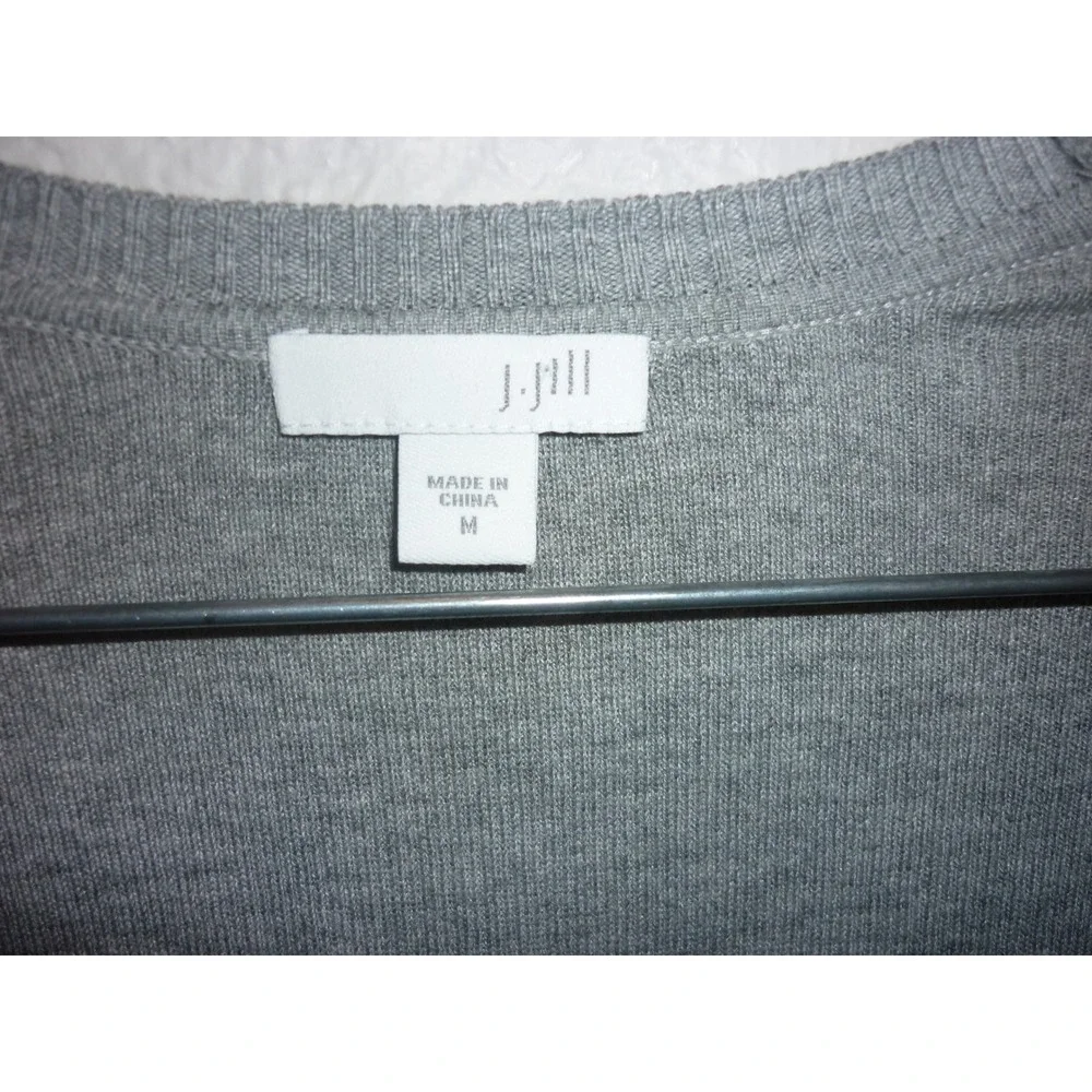 J.‎ Jill Gray Cotton Silk Blend Longline Button Front Cardigan Sweater Womens M